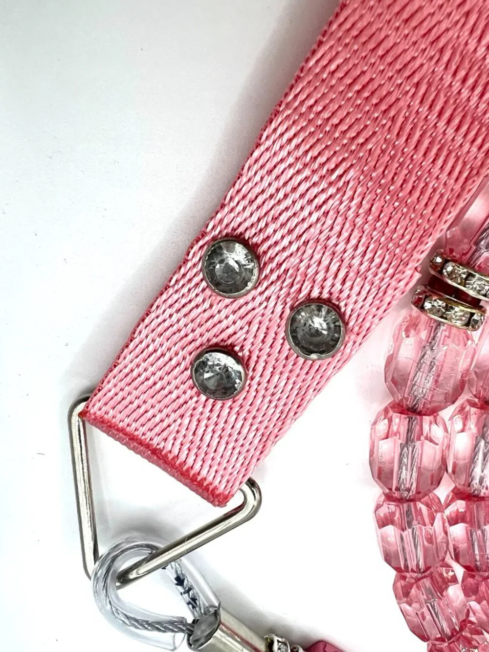 Luxury Pink Crystal Beaded Dog Leash | Glamorous Handmade Designer-Inspired